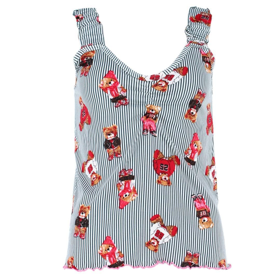 un-bearably cute Ladies Ruffle Tank Teddy Bear Pajama Set - Navy