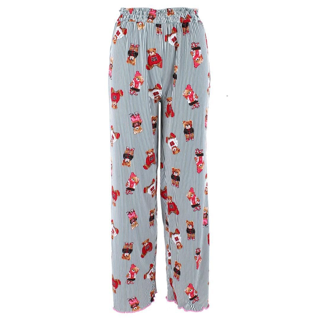 un-bearably cute Ladies Ruffle Tank Teddy Bear Pajama Set - Navy