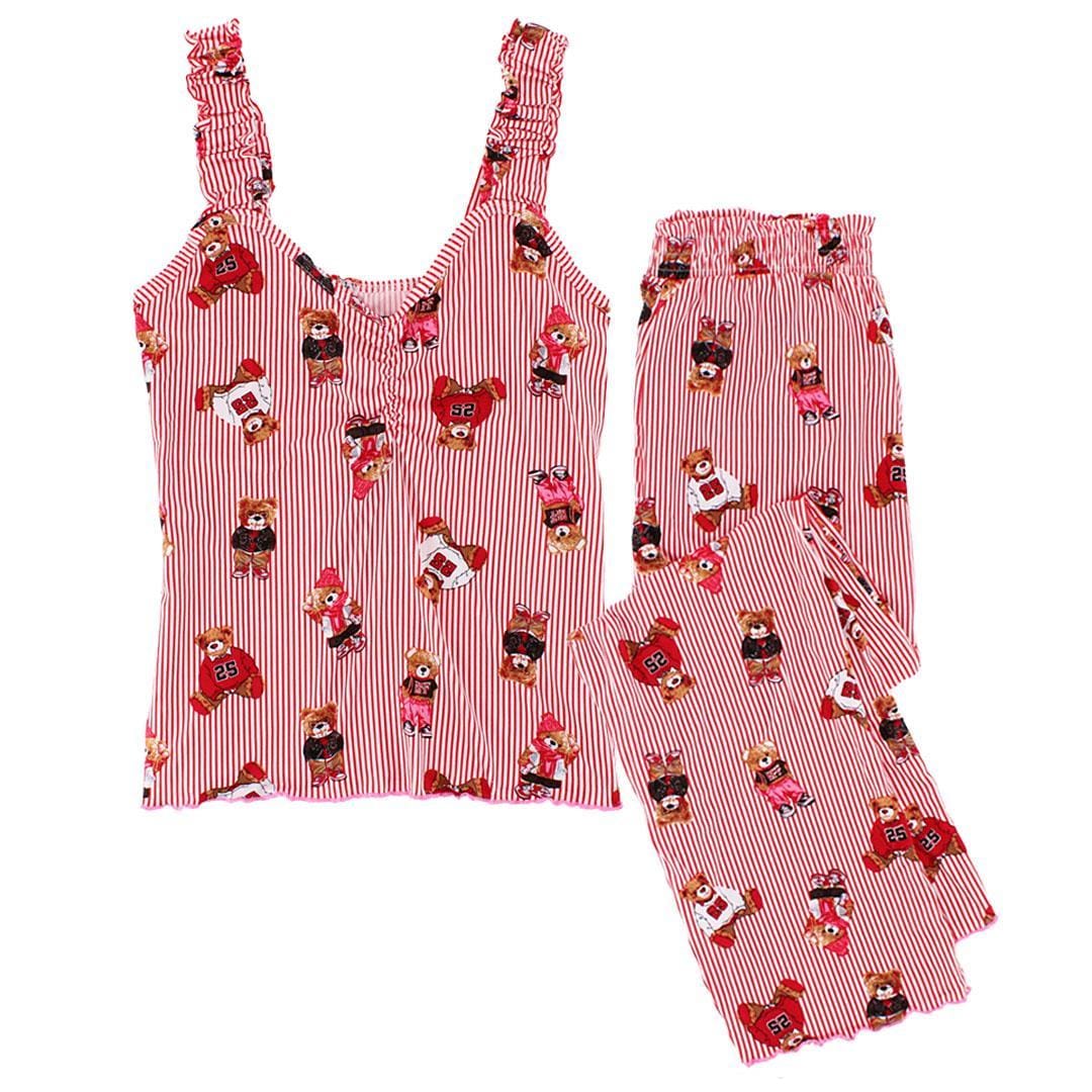 un-bearably cute Ladies Ruffle Tank Teddy Bear Pajama Set
