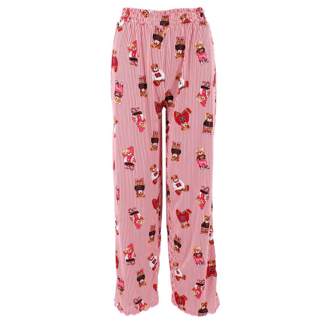 un-bearably cute Ladies Ruffle Tank Teddy Bear Pajama Set - Red