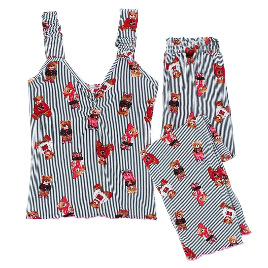 un-bearably cute Ladies Ruffle Tank Teddy Bear Pajama Set - Ladies Ruffle Tank Teddy Bear Pajama Set