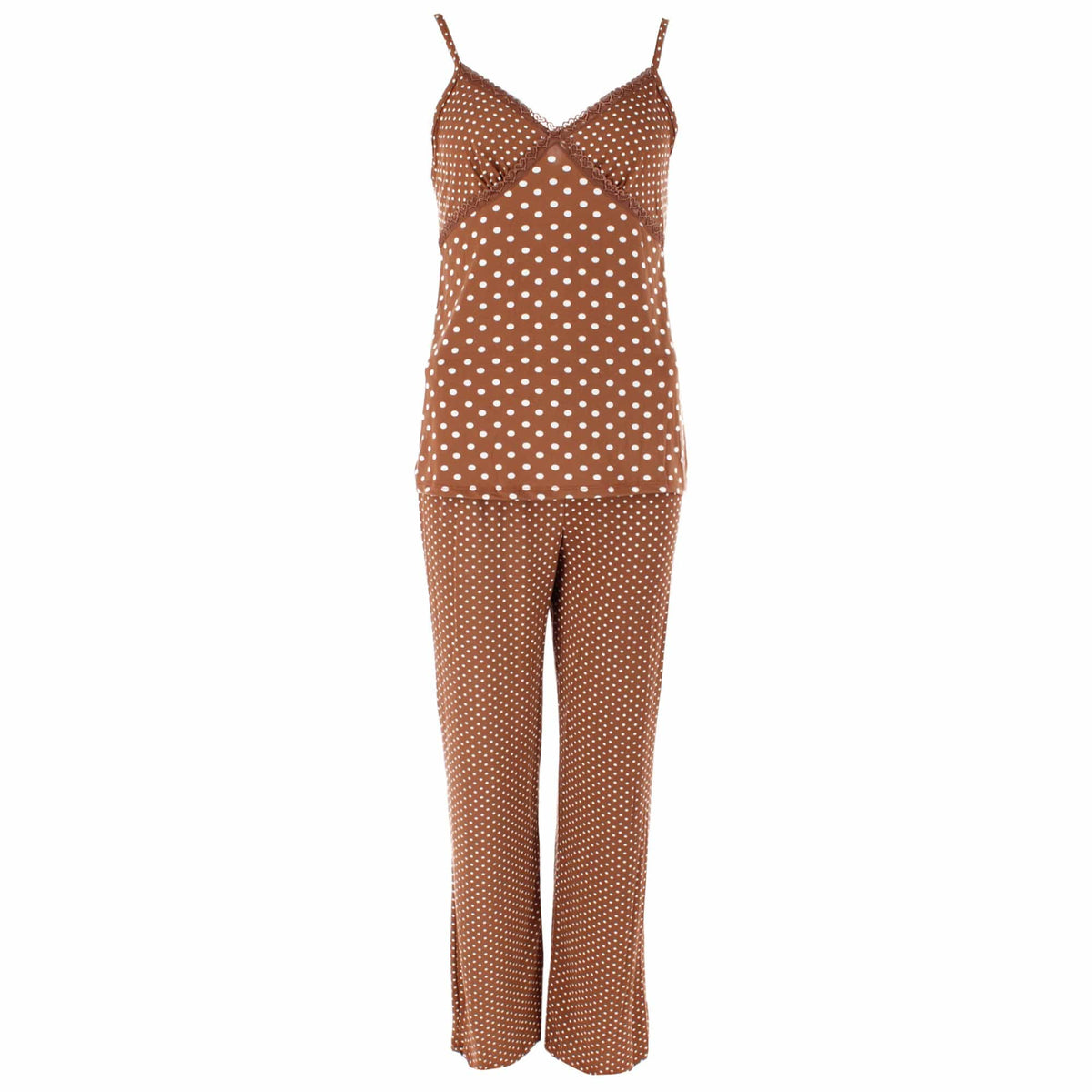 CTM® Women's 3-piece Polka Dot Pajama Set by Love to Sleep - Brown