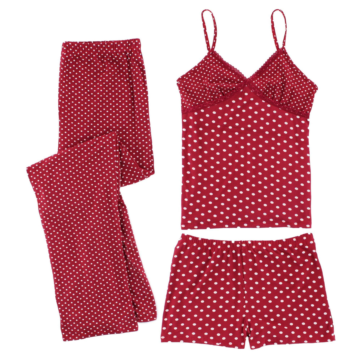CTM® Women's 3-piece Polka Dot Pajama Set by Love to Sleep