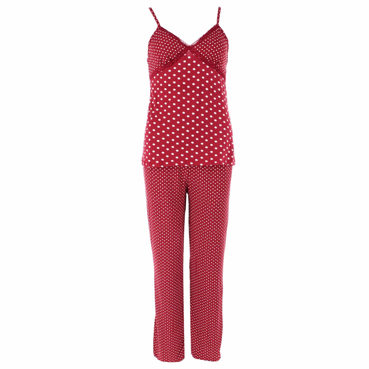 CTM® Women's 3-piece Polka Dot Pajama Set by Love to Sleep - Burgundy