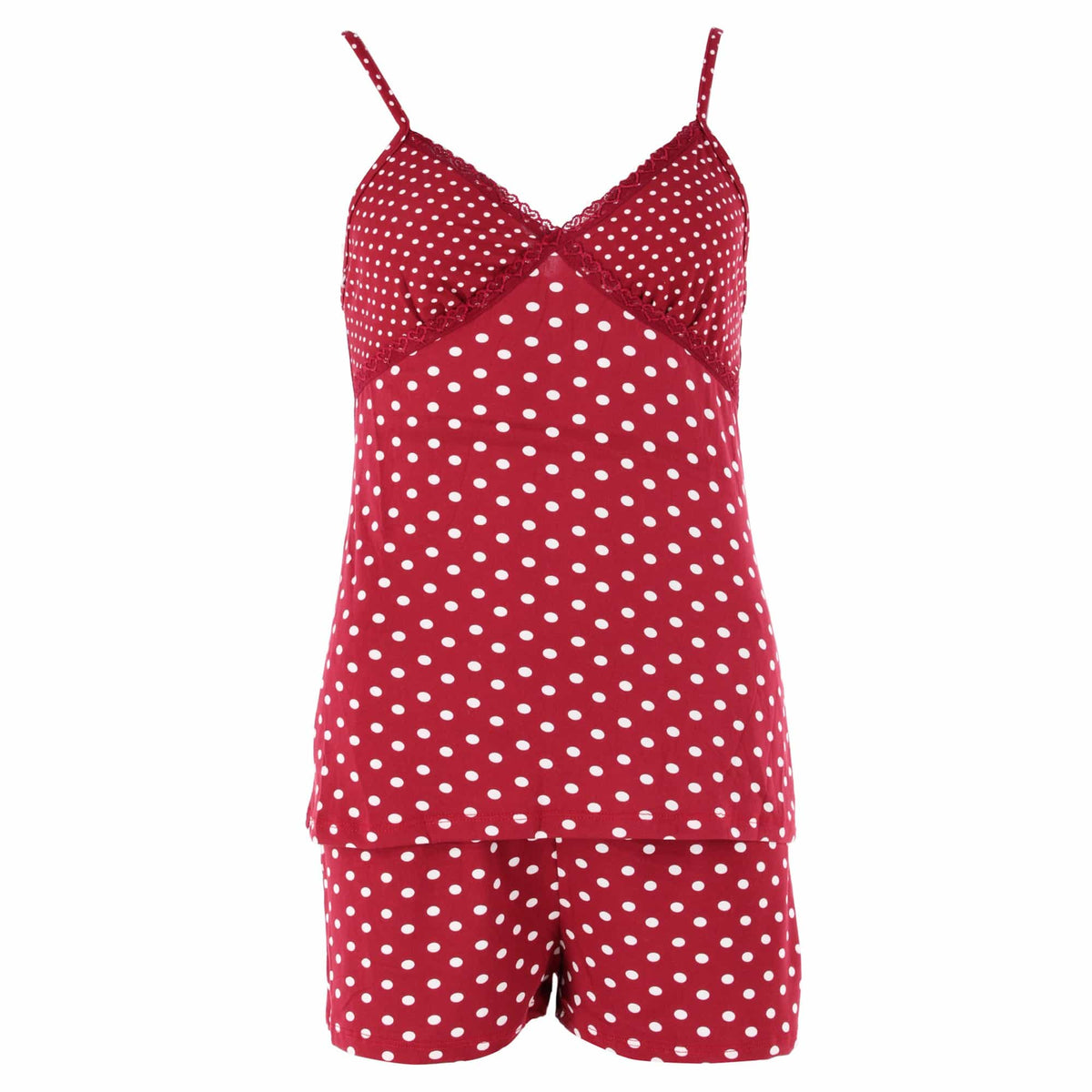 CTM® Women's 3-piece Polka Dot Pajama Set by Love to Sleep - Burgundy