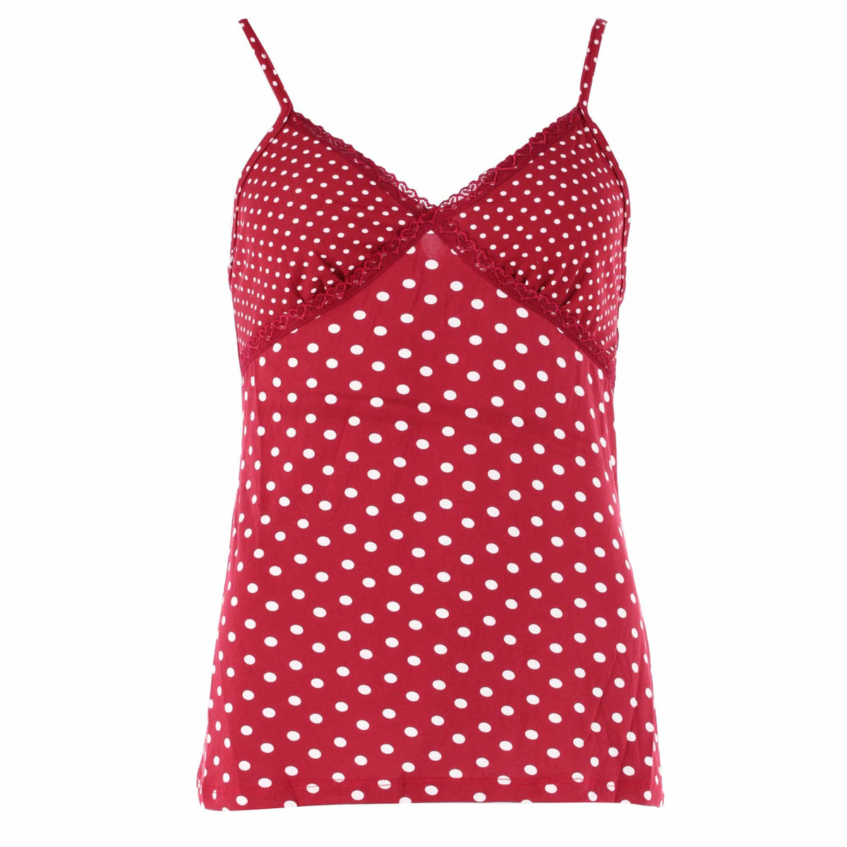 CTM® Women's 3-piece Polka Dot Pajama Set by Love to Sleep - Burgundy