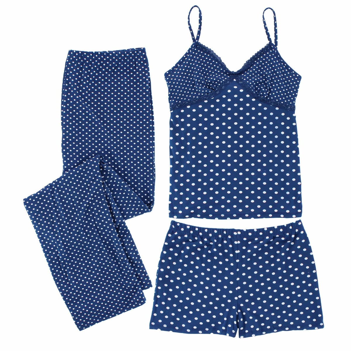 CTM® Women's 3-piece Polka Dot Pajama Set by Love to Sleep