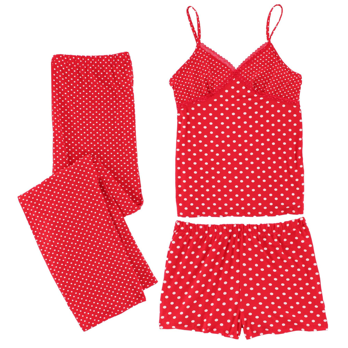 CTM® Women's 3-piece Polka Dot Pajama Set by Love to Sleep