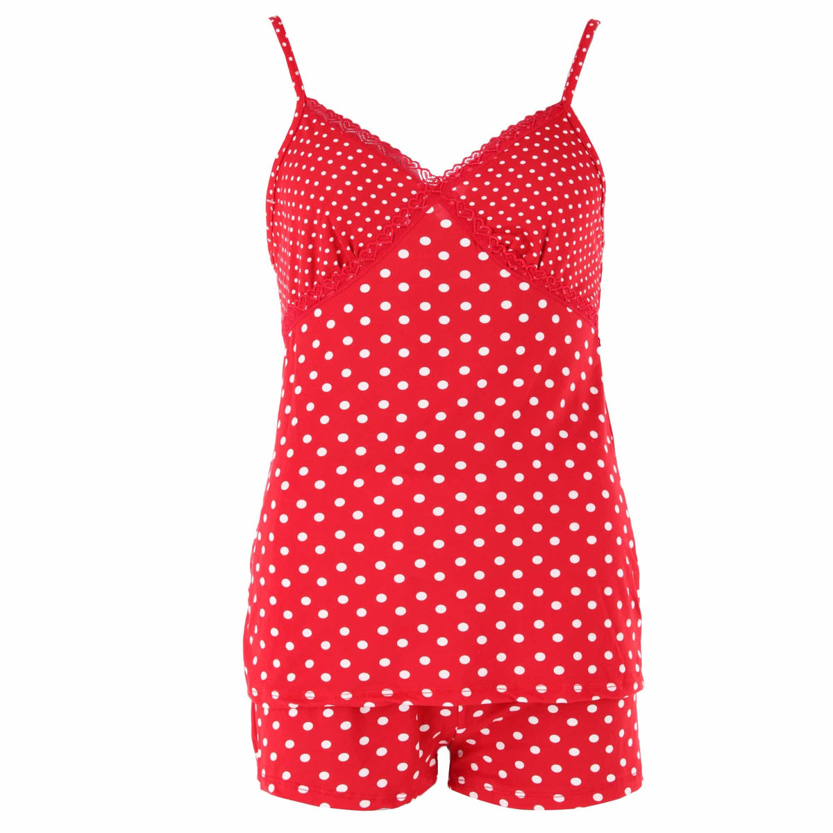 CTM® Women's 3-piece Polka Dot Pajama Set by Love to Sleep - Red