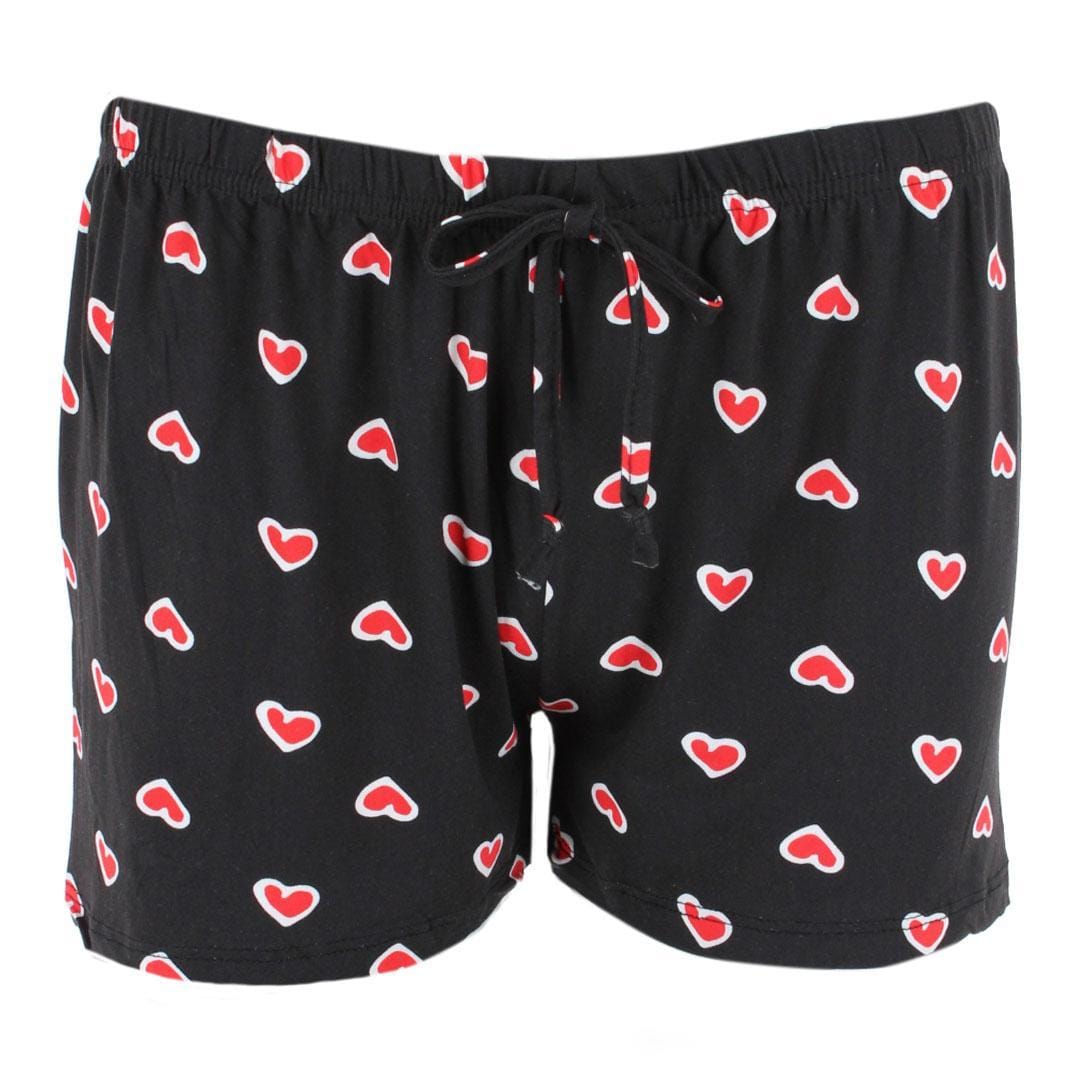 Joan Vass Women's Heart Sketch Short Sleeve Pajama Set - Black