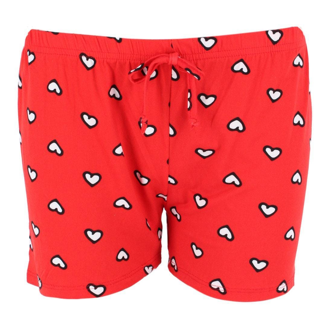 Joan Vass Women's Heart Sketch Short Sleeve Pajama Set - Red