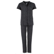 Women's Leopard Print Notched Collar Short Sleeve Pajama Set