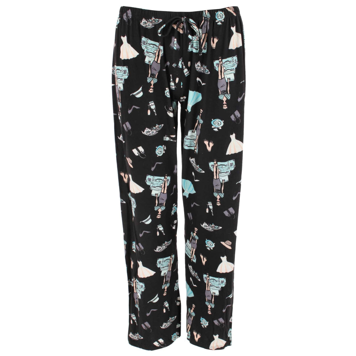 Joan Vass Women's Day at Tiffany's Button Down Short Pajama Set - Black