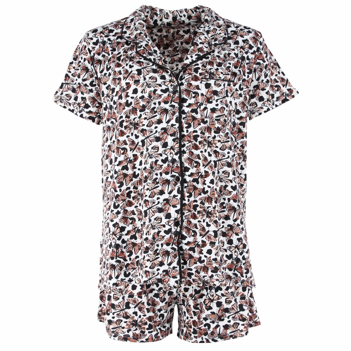 Emme Jordan Women's Plus Size Butterfly Short Sleeve Pajama Set - White