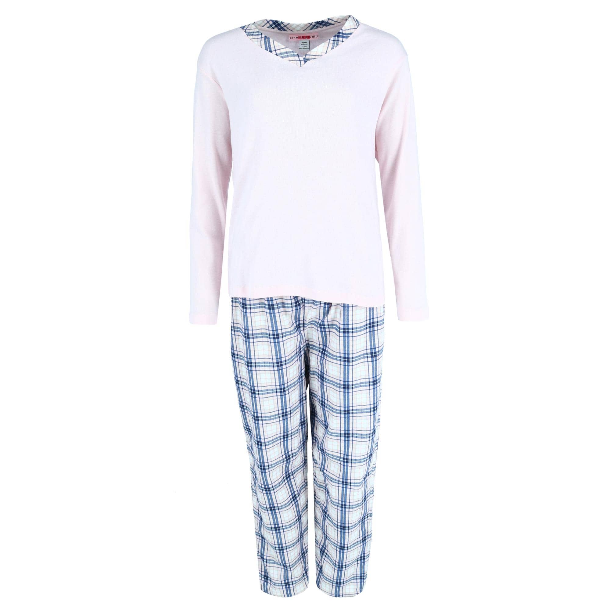 Cinema Studio Women's Long Flannel Pajama Set - Pink