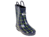Kid's Rubber Pull Up Plaid Print Rainboots