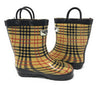 Kid's Rubber Pull Up Checker Plaid Print Rainboots