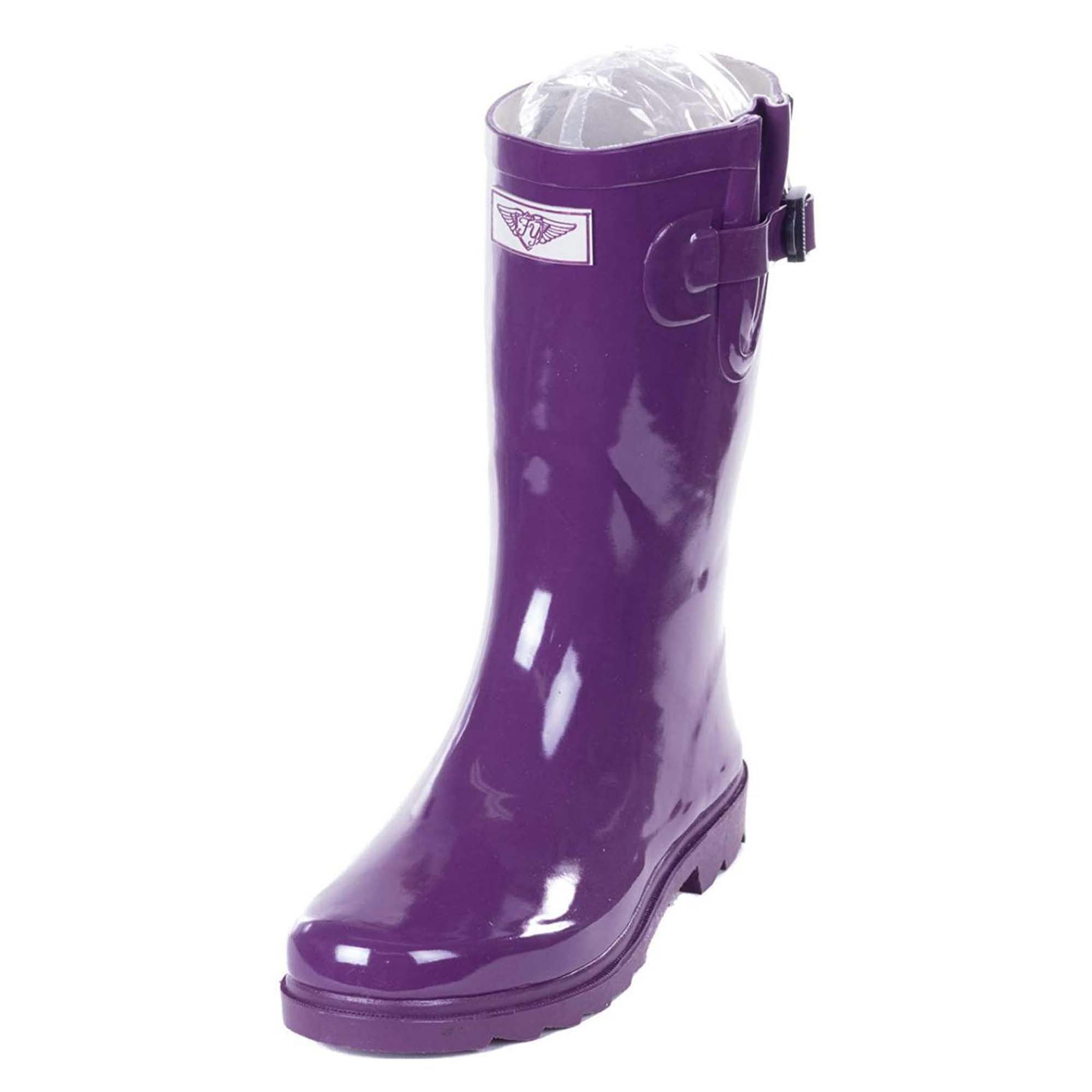 Forever Young Women's Mid-Calf Solid Color Rubber Rain Boots - Women's Mid-Calf Solid Color Rubber Rain Boots