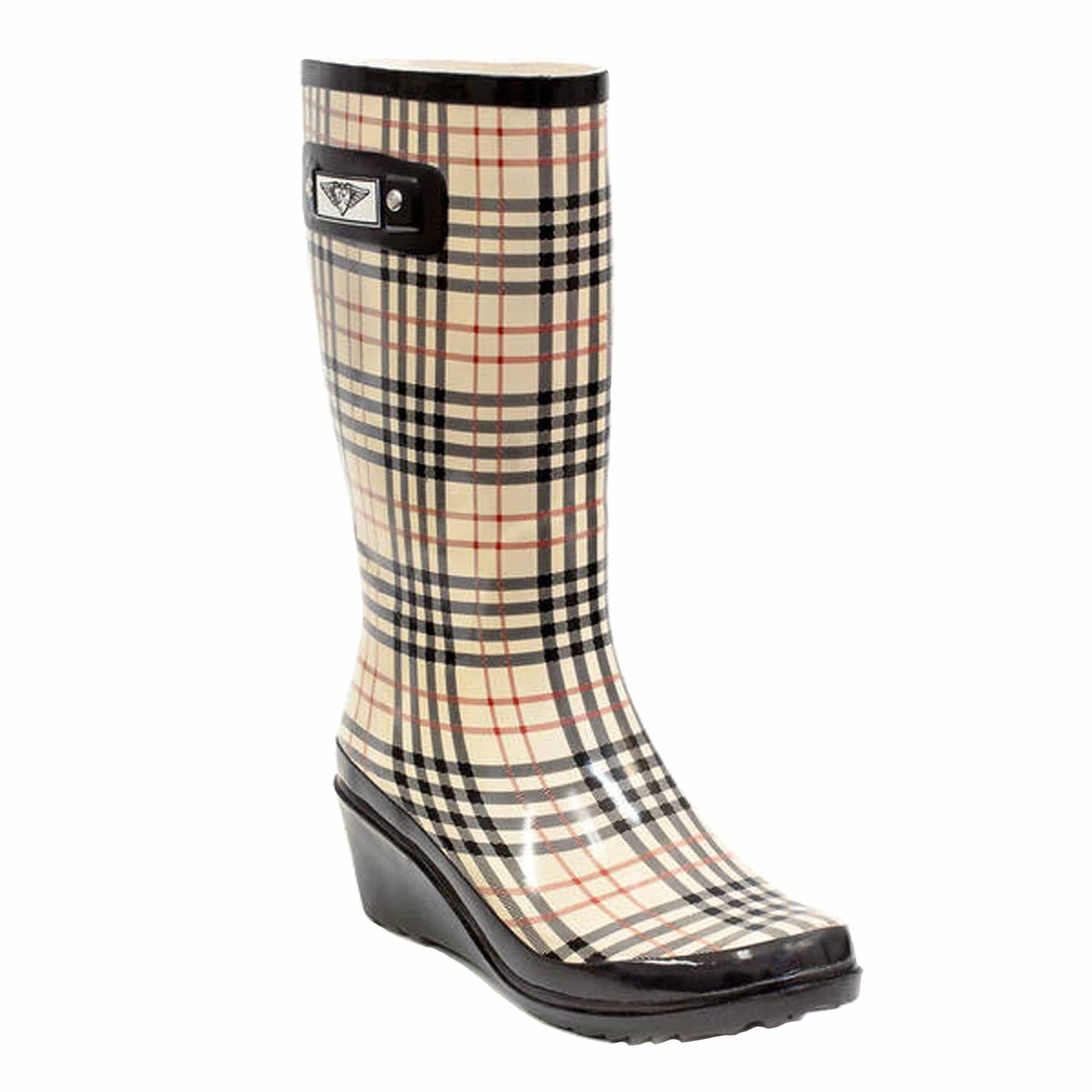 Women's Plaid Print Tall Rubber Rain Boots by Forever Young | Rain ...