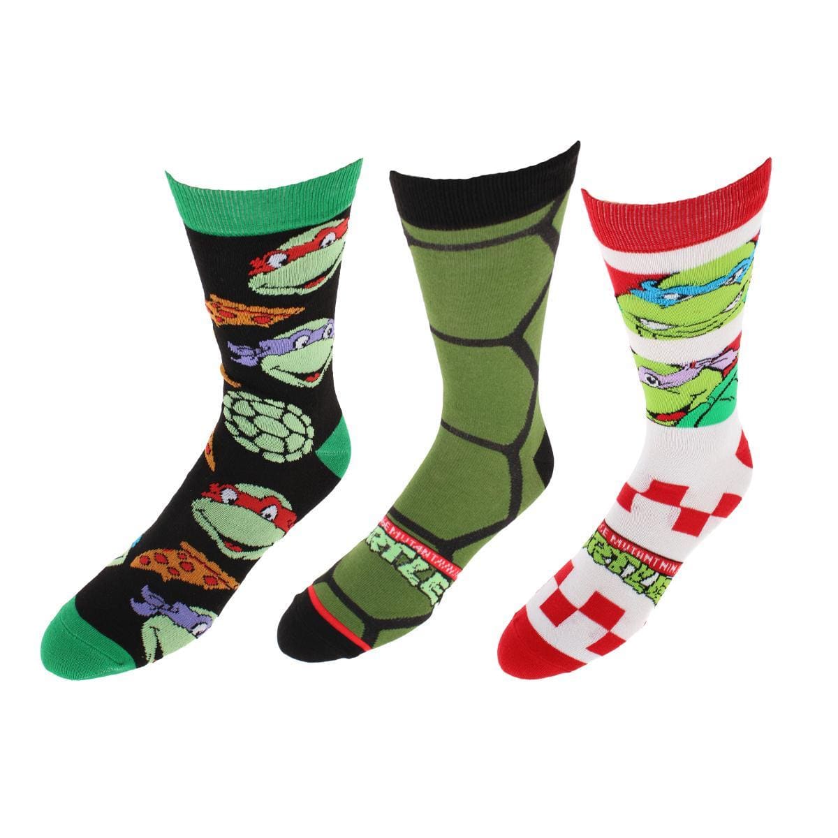 BioWorld Men's Teenage Mutant Ninja Turtles 3 Pack Crew Socks - Men's Teenage Mutant Ninja Turtles 3 Pack Crew Socks