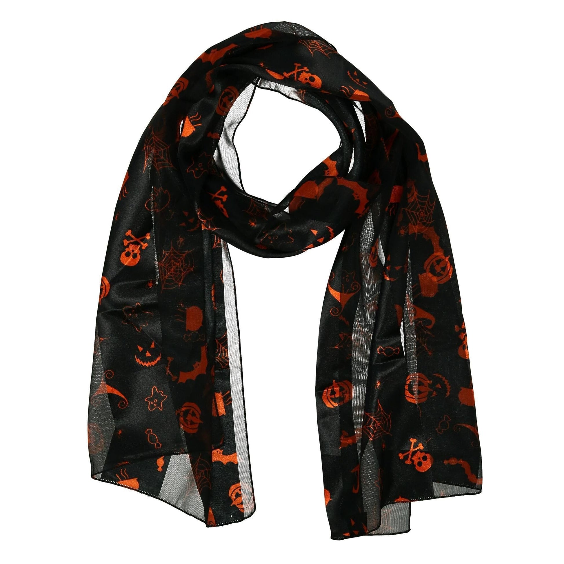 CTM® Women's Halloween Holiday Print Lightweight Scarf - Black