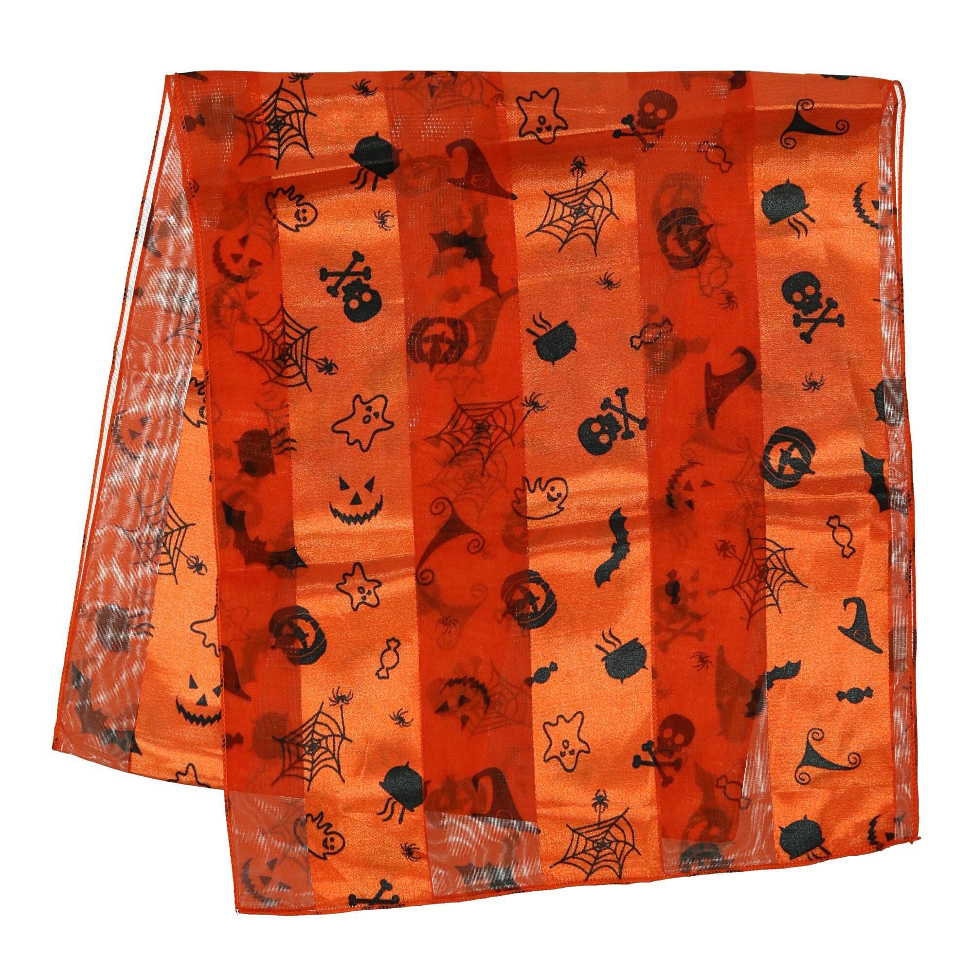 CTM® Women's Halloween Holiday Print Lightweight Scarf - Orange