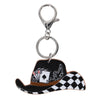 Women's Black and White Checkerboard Cowboy Hat Bag Charm
