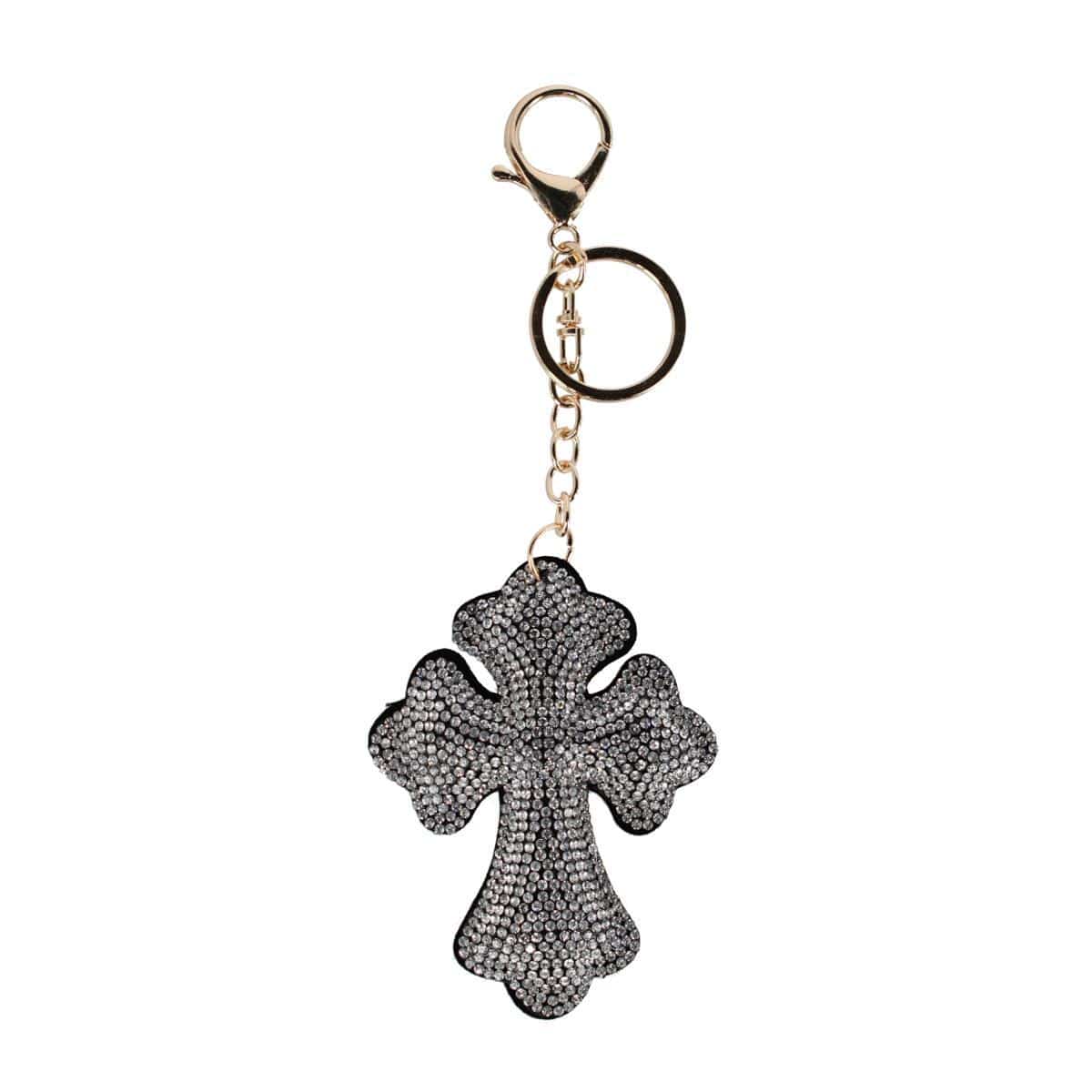 CTM® Women's Iridescent Crystal Cross Bag Charm/Key Chain - Women's Iridescent Crystal Cross Bag Charm/Key Chain