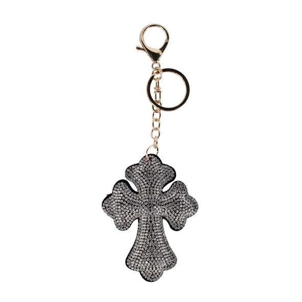 Women's Iridescent Crystal Cross Bag Charm/Key Chain