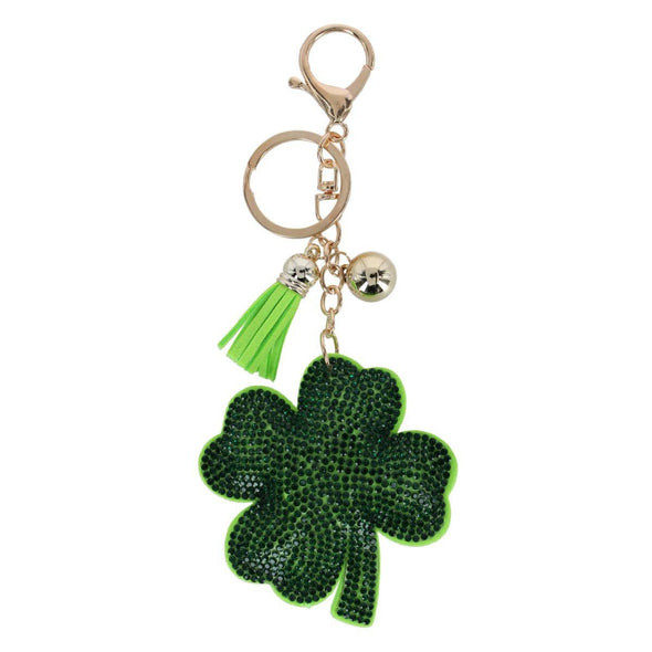 Women's Glittering Stone Four Leaf Clover Shape Bag Charm