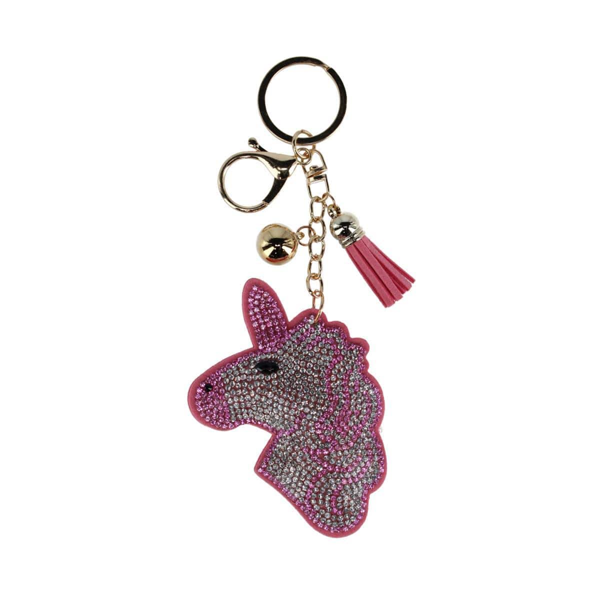 CTM® Women's Glitter Unicorn Tassel Bag Charm - White