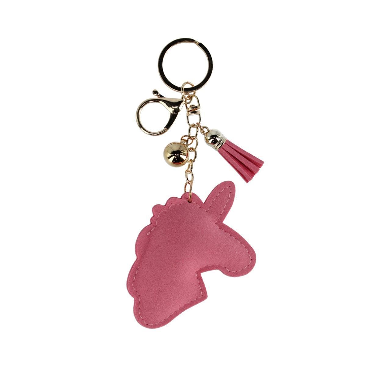 CTM® Women's Glitter Unicorn Tassel Bag Charm - White