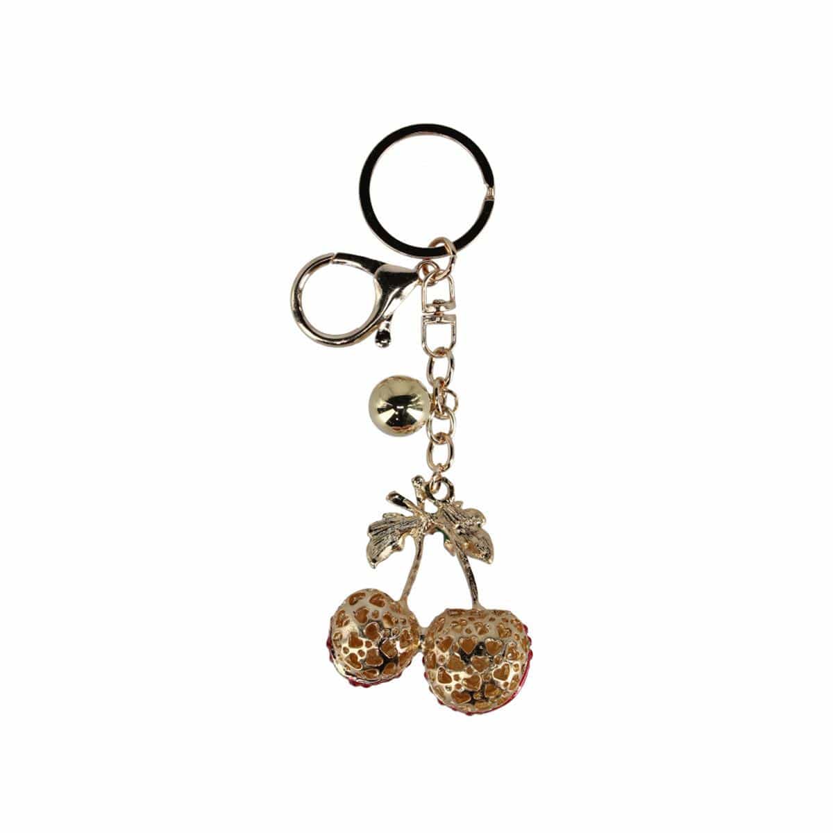 CTM® Women's Rhinestoned Cherry Bag Charm - Red
