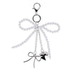 Women's Silver and Pearl Bow Heart Bag Charm/Key Chain