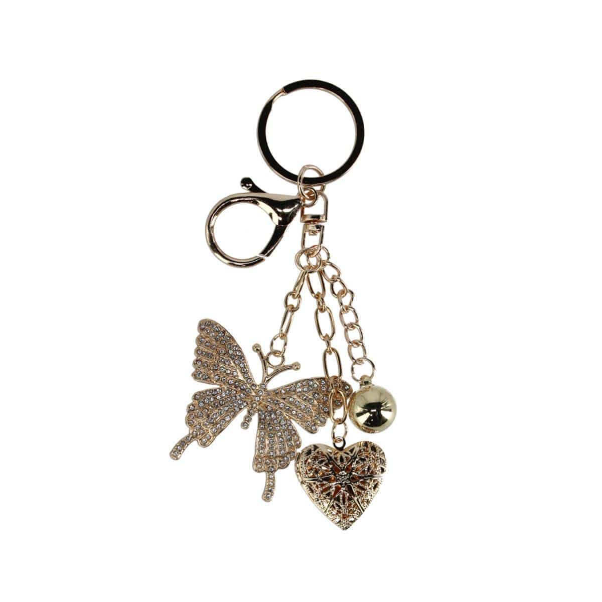 CTM® Women's Crystal Butterfly & Heart Bag Charm
