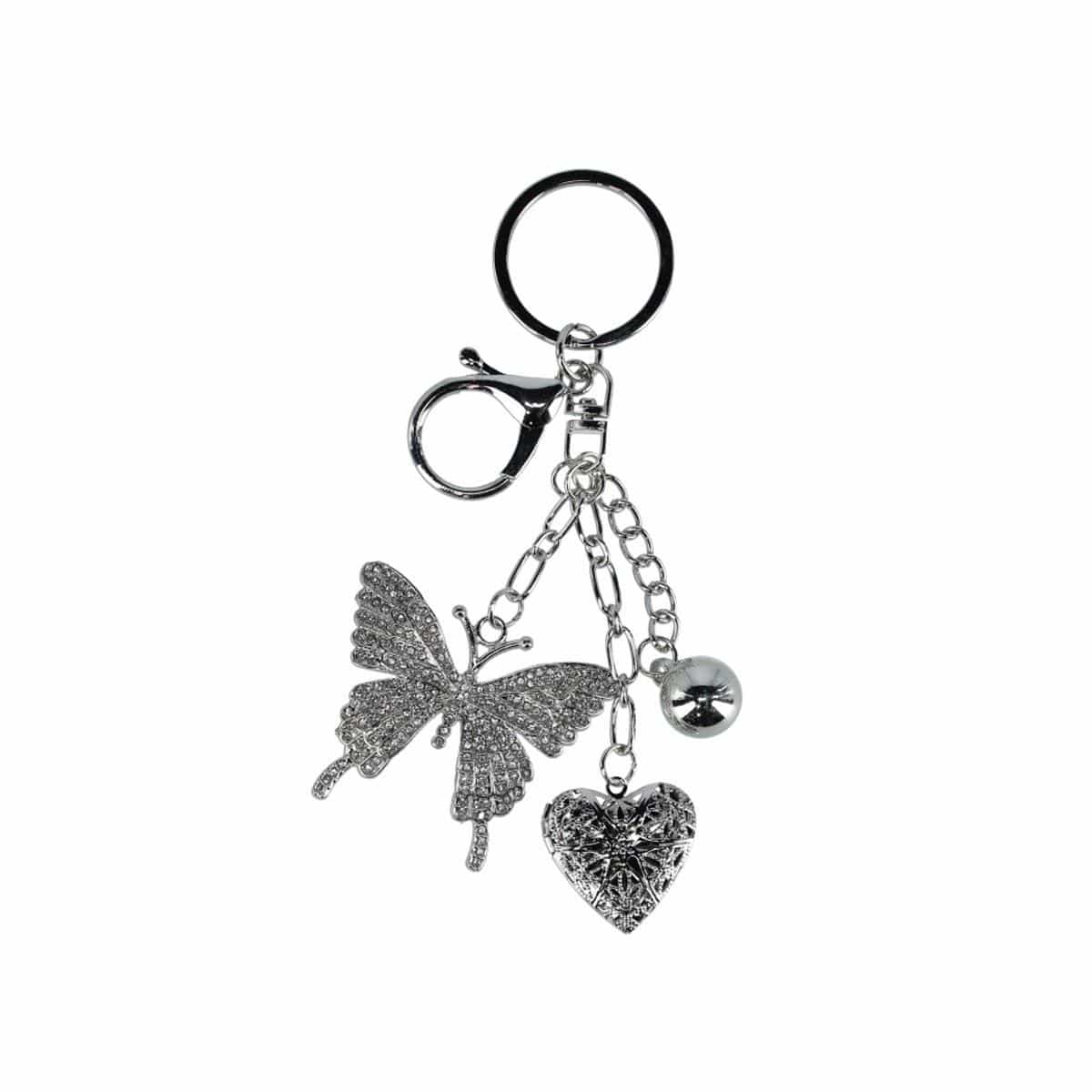 CTM® Women's Crystal Butterfly & Heart Bag Charm - Women's Crystal Butterfly & Heart Bag Charm