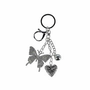 Women's Crystal Butterfly & Heart Bag Charm