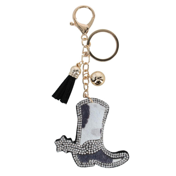 Women's Sparkle Black and White Cowboy Boot Bag Charm