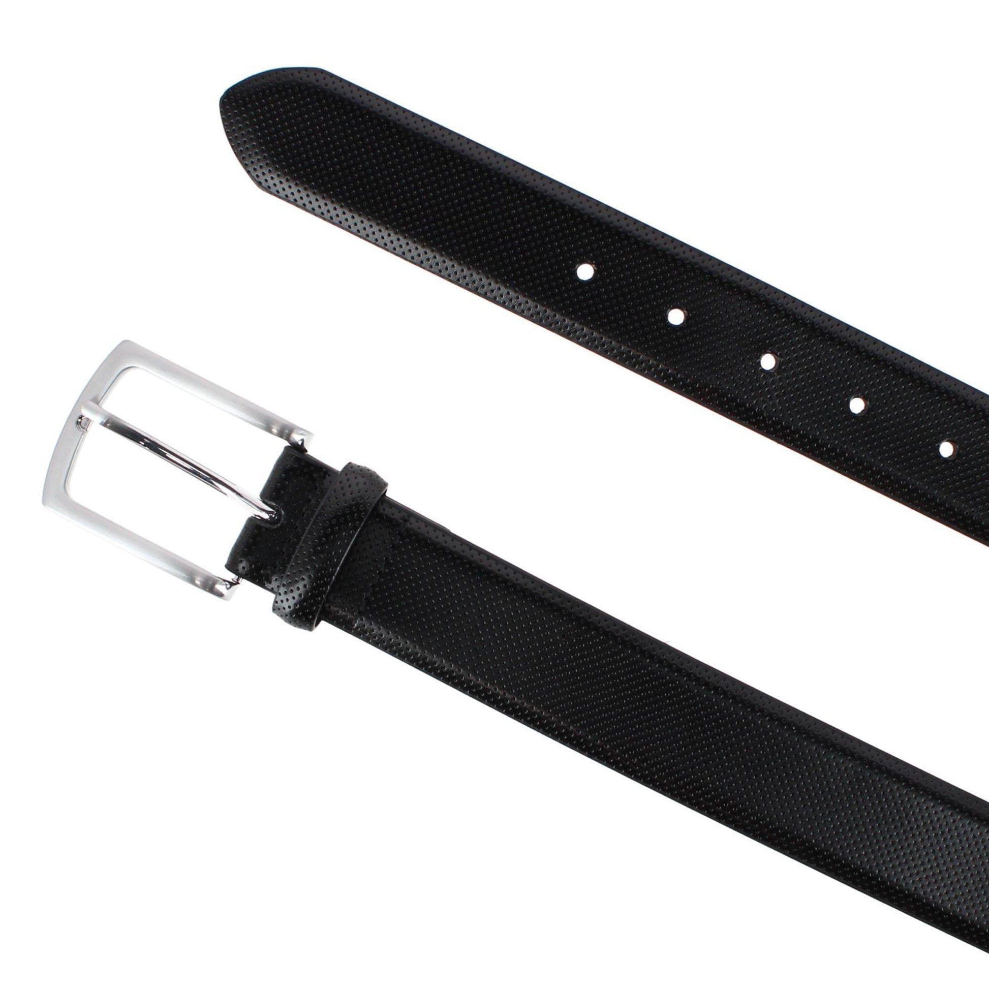 CTM® Men's 35mm Pindot Dress Belt with Feathered Belt - Black