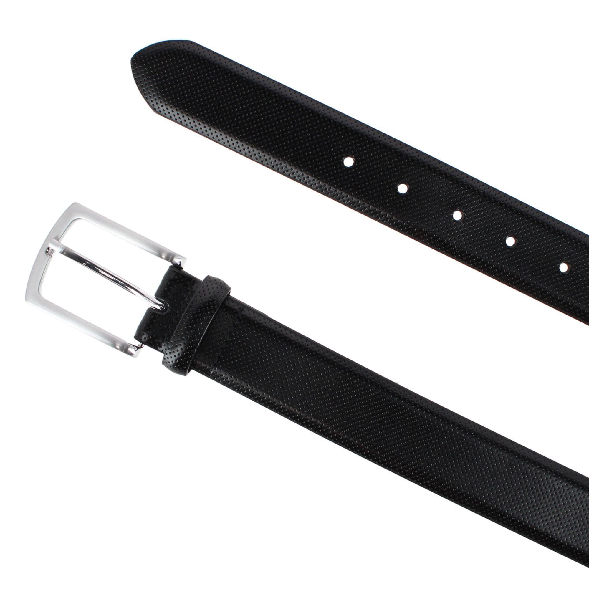 CTM® Men's 35mm Pindot Dress Belt with Feathered Belt - Black