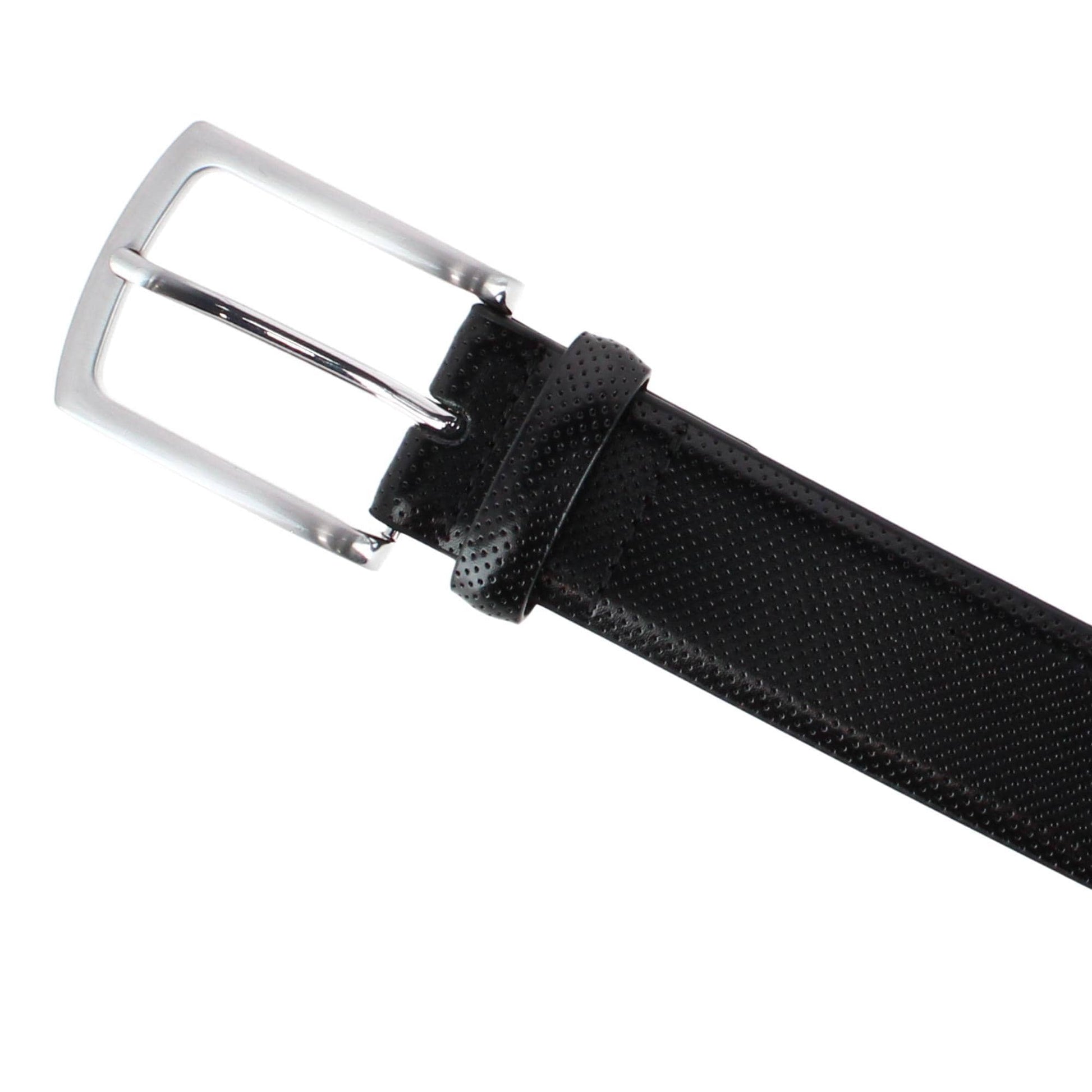CTM® Men's 35mm Pindot Dress Belt with Feathered Belt - Black