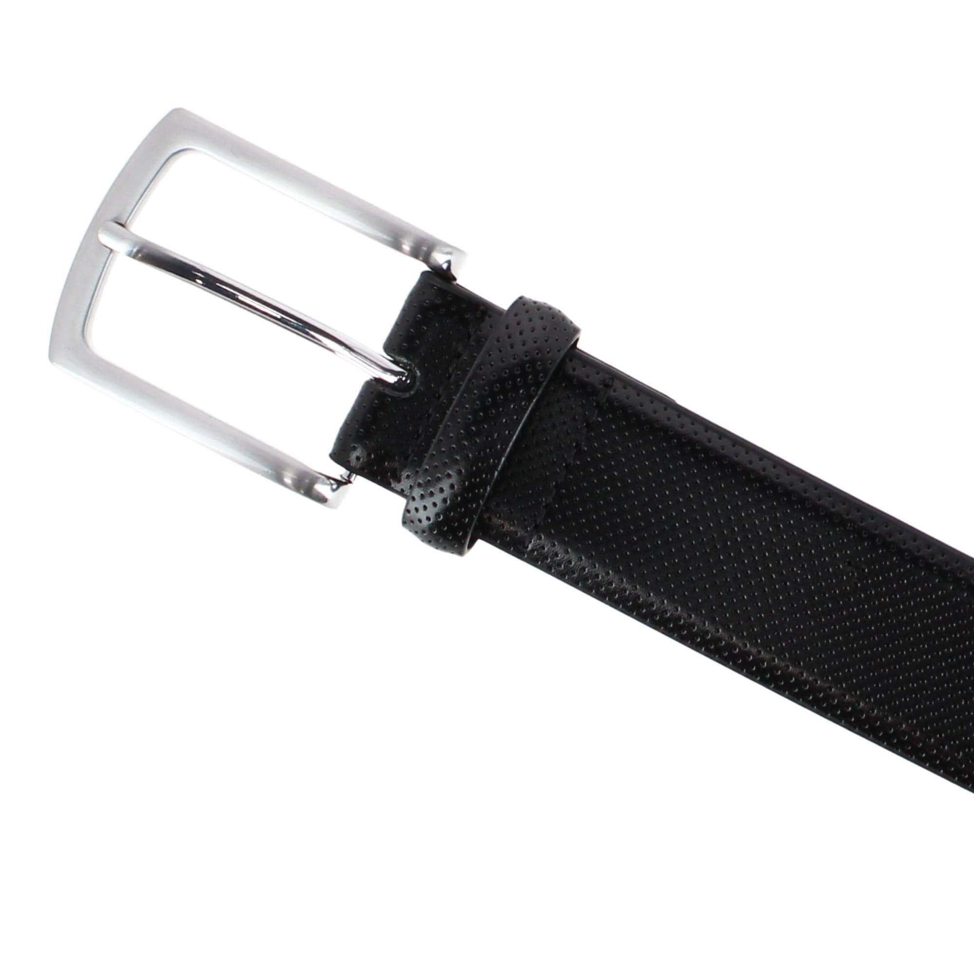 CTM® Men's 35mm Pindot Dress Belt with Feathered Belt - Black