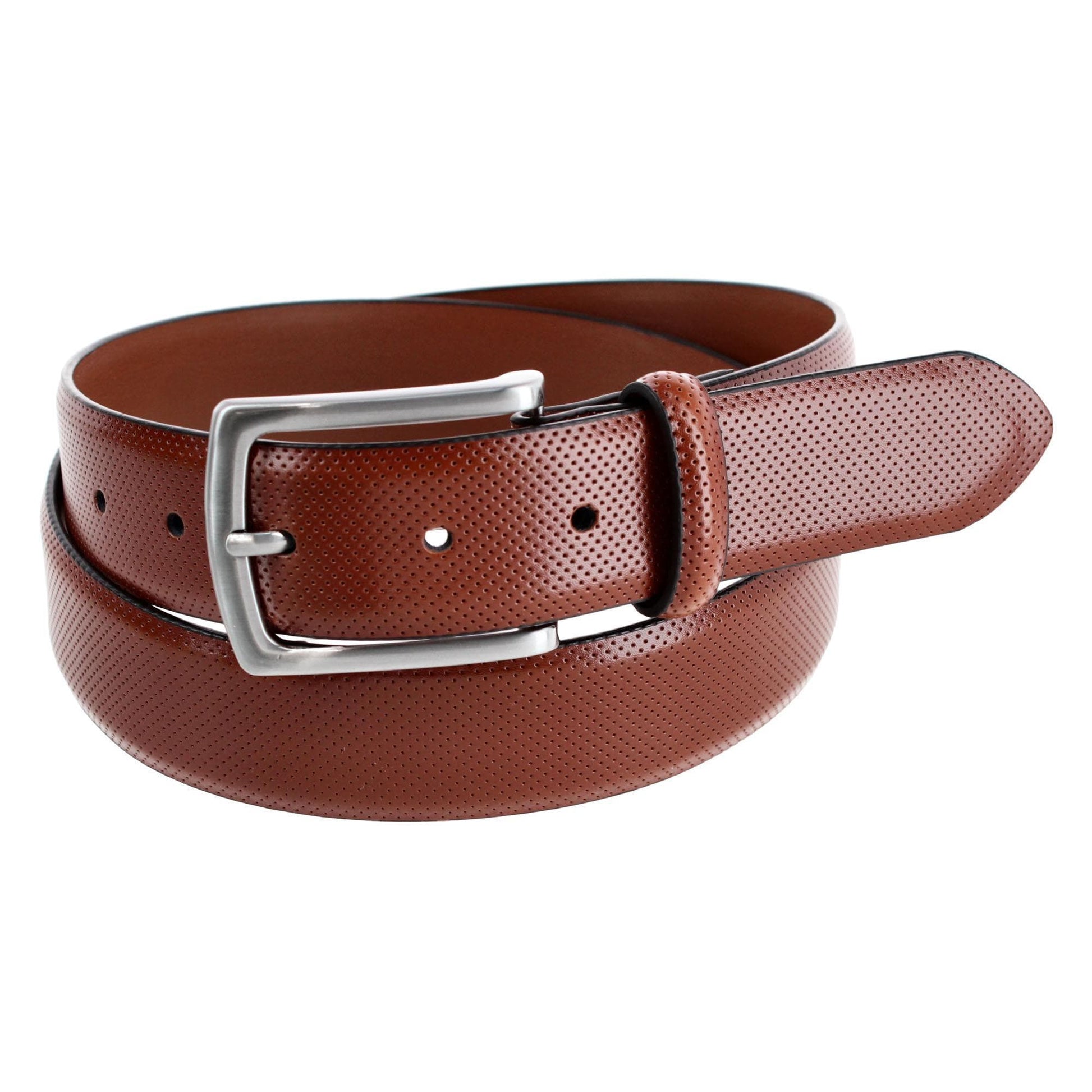 CTM® Men's 35mm Pindot Dress Belt with Feathered Belt - Tan