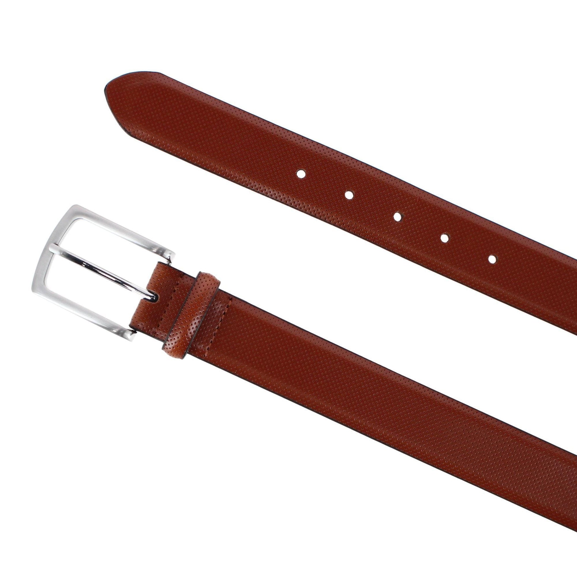 CTM® Men's 35mm Pindot Dress Belt with Feathered Belt - Tan
