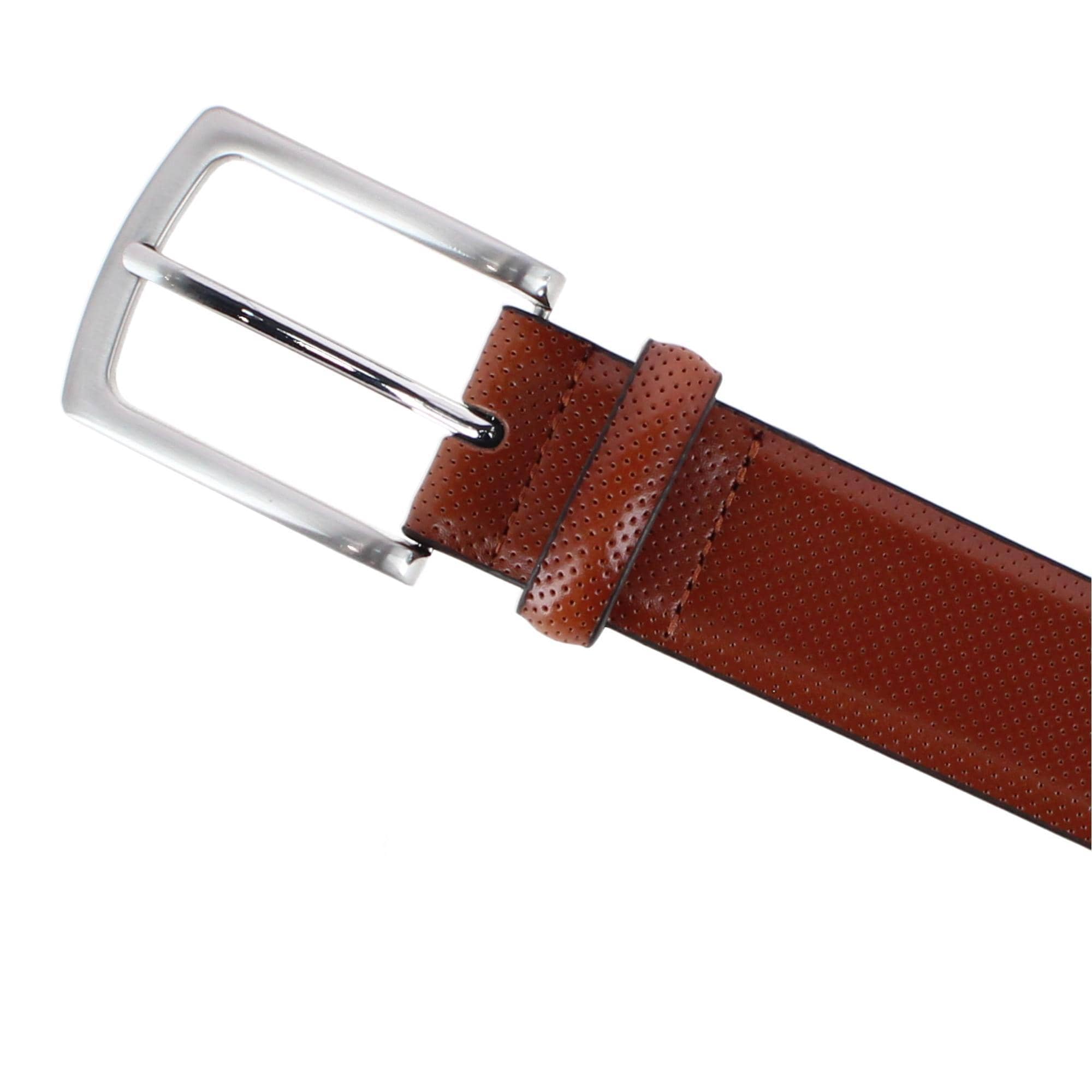 CTM® Men's 35mm Pindot Dress Belt with Feathered Belt - Tan