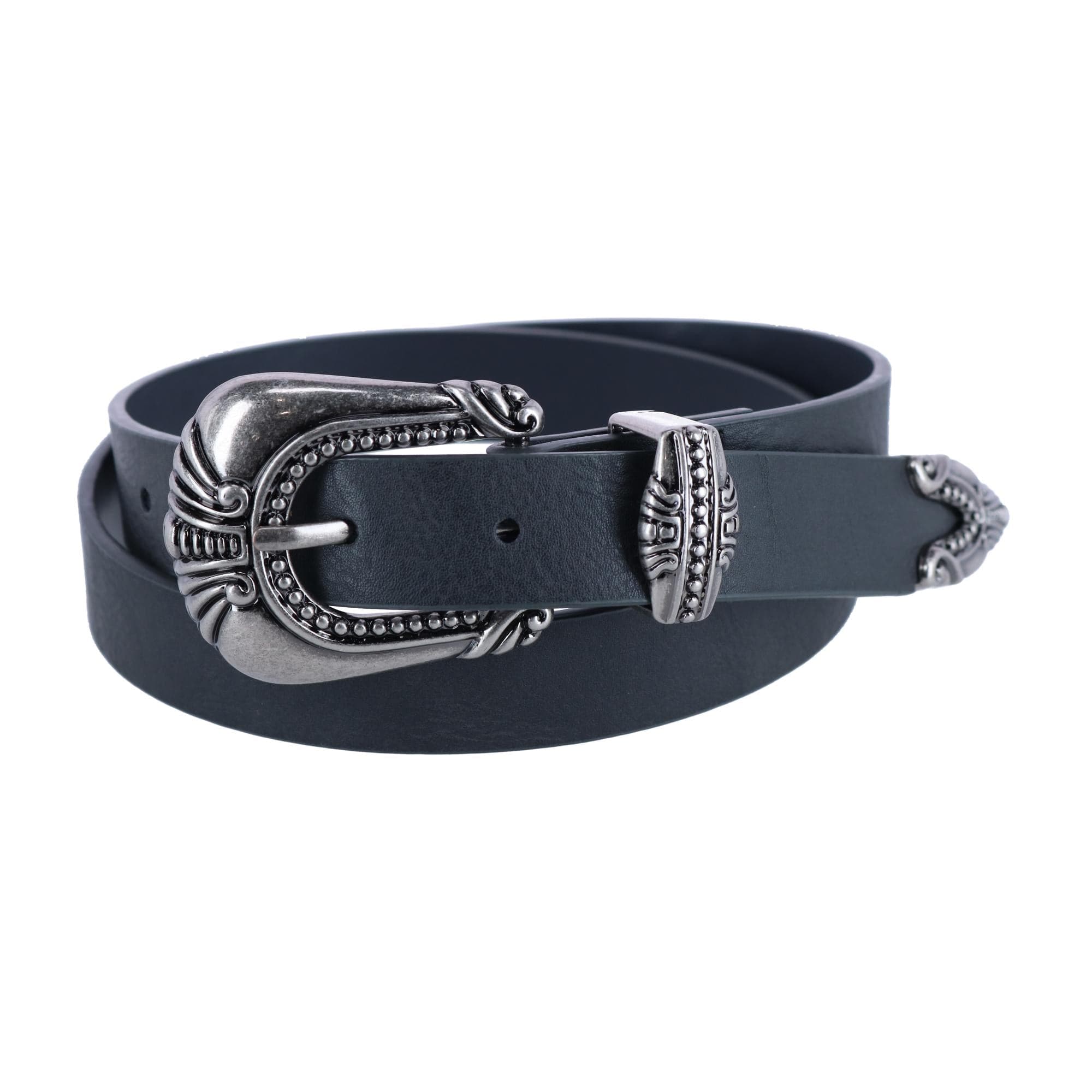 CTM® Women's 3 Piece Skinny Western Belt - Black