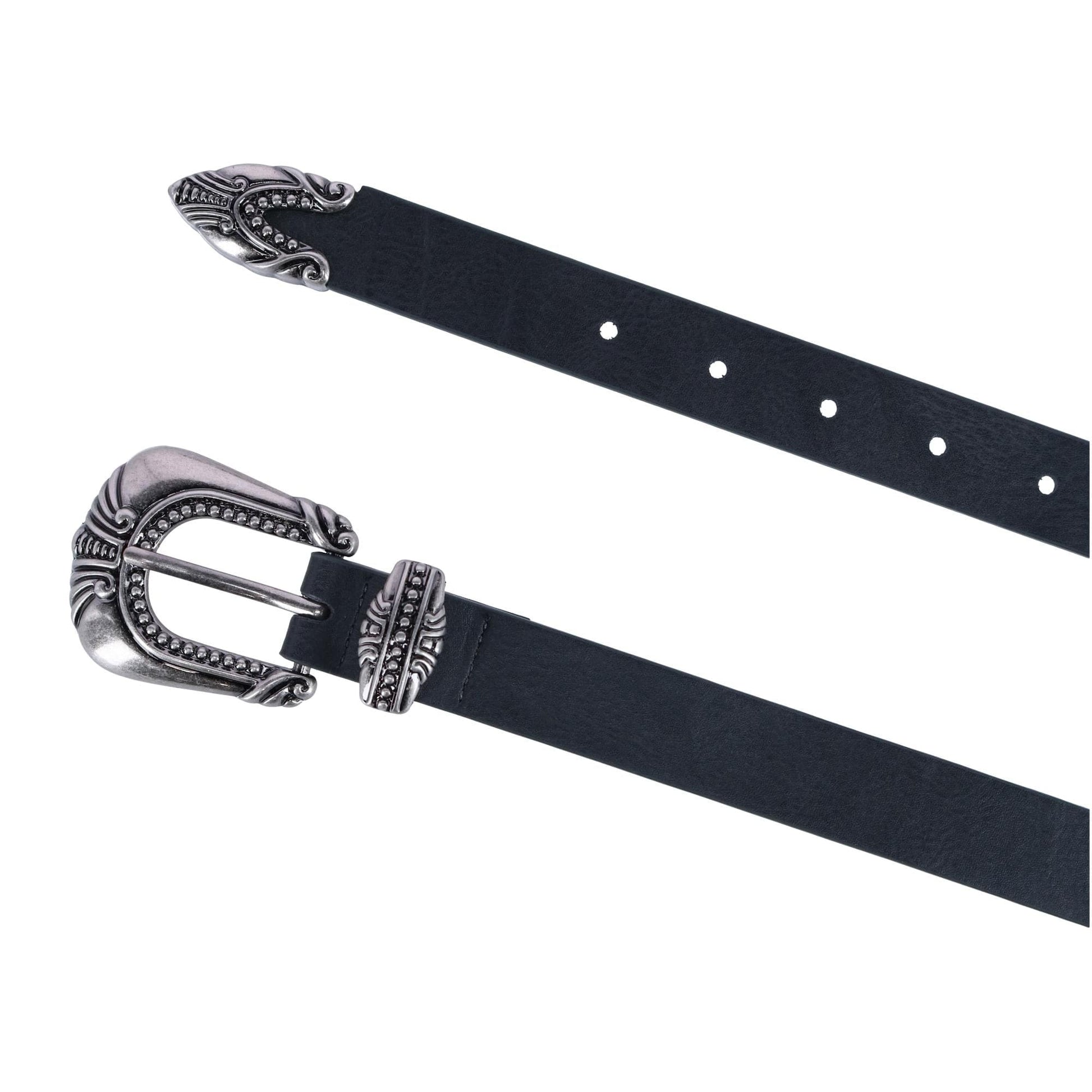 CTM® Women's 3 Piece Skinny Western Belt - Black
