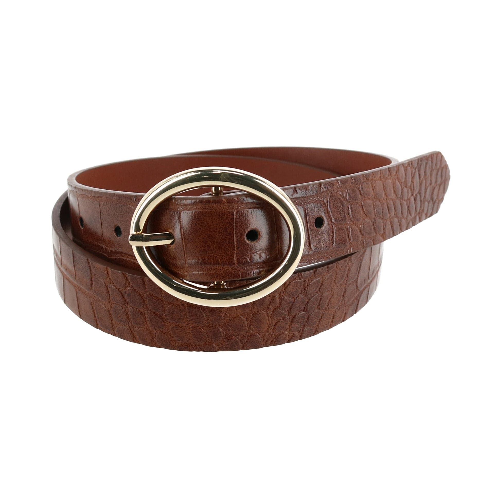 CTM® Women's Croc Print Center Bar Buckle Belt - Women's Croc Print Center Bar Buckle Belt