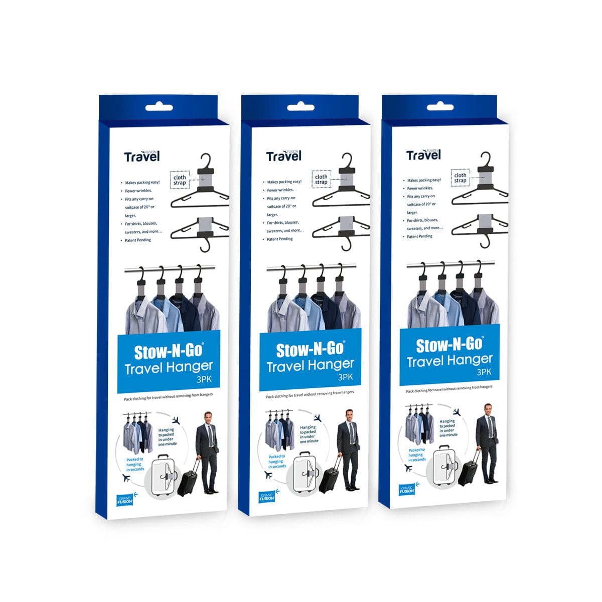 Grand Fusion Housewares, LLC Stow-N-Go® Folding Travel Hanger (3 pack Set) - 3 pack