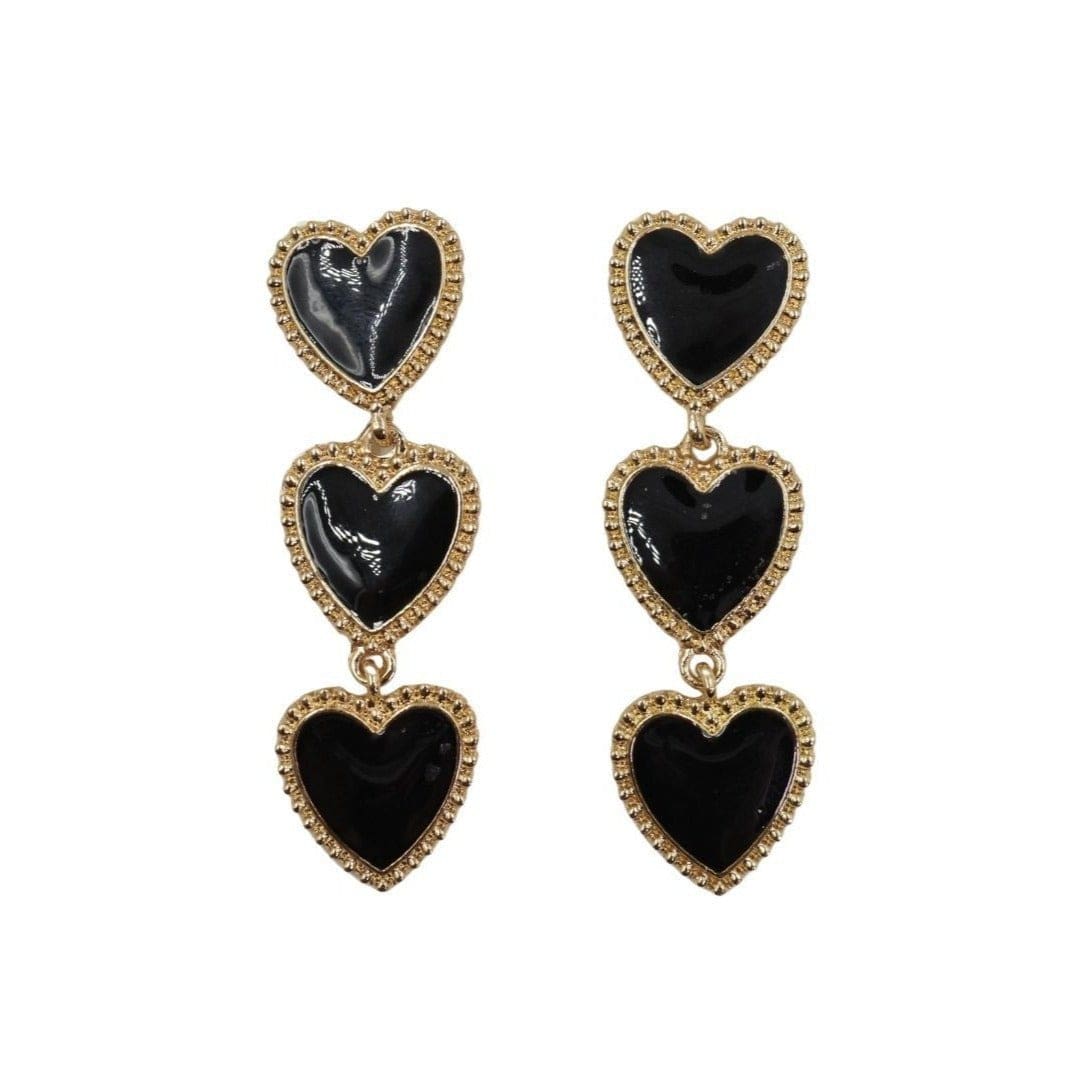The Bullish Store Women's Dark Heart Drop Earrings in Black - black